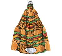 WZYCWB Cape à capuche à motif de nombreux hamburgers | Parfaite pour Halloween, bal masqué et fêtes à thème.