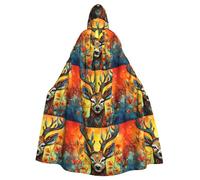 WZYCWB Cape à capuche à motif d'élan peint pour adulte, convient pour les réunions de famille, les spectacles sur scène, le cosplay et les fêtes d'Halloween