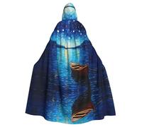 WZYCWB Cape à capuche à motif mer à la lumière des étoiles pour Halloween, fête rave et réunions de famille