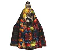 WZYCWB Cape à capuche à motif raton laveur parmi les fruits - Cape d'Halloween - Rave Party et réunion de famille