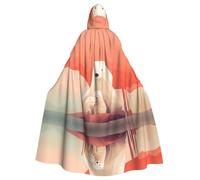 WZYCWB Cape à capuche avec motif ours polaire triste pour Halloween, fête et réunion de famille