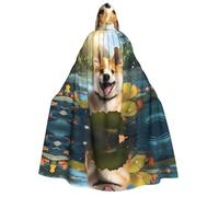 WZYCWB Cape à capuche Happy Shiba Inu pour adulte - Parfaite pour les fêtes d'Halloween, le cosplay, les spectacles sur scène et les réunions à thème.