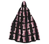 WZYCWB Cape à capuche imprimée chaton souriant adaptée pour un bal masqué, une fête d'Halloween, un cosplay