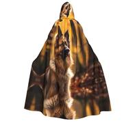 WZYCWB Cape à capuche imprimée chien de berger solide - Parfaite pour les fêtes d'Halloween, les spectacles théâtraux et les séances photo.