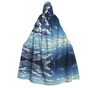 WZYCWB Cape à capuche imprimée ciel bleu et nuages blancs - Parfaite pour les fêtes d'Halloween, les spectacles théâtraux et les séances photo.
