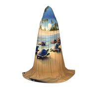 WZYCWB Cape à capuche imprimée de taille moyenne Motif tortues sur la plage Costume de fête de vacances Accessoire de fête de carnaval Tailles S/M/L
