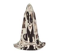 WZYCWB Cape à capuche imprimée de taille moyenne pour chiot avec languette, costume de vacances, carnaval, fête, tailles S/M/L