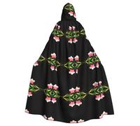 WZYCWB Cape à capuche imprimée fleur de quinquina en fleurs adaptée pour bal masqué, fête d'Halloween, accessoires de cosplay
