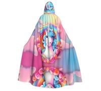 WZYCWB Cape à capuche imprimée licorne arc-en-ciel - Parfaite pour les fêtes d'Halloween, les spectacles théâtraux et les séances photo.