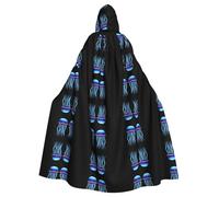 WZYCWB Cape à capuche imprimée méduse bleue adaptée pour bal masqué, fête d'Halloween, accessoires de cosplay