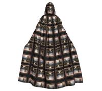 WZYCWB Cape à capuche imprimée montagnes et rivières lointaines adaptée pour un bal masqué, une fête d'Halloween, des accessoires de cosplay