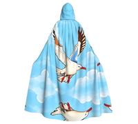 WZYCWB Cape à capuche imprimée mouettes volantes pour adulte, unisexe, Halloween, carnaval, bal masqué, jeu de rôle
