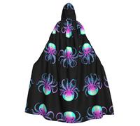 WZYCWB Cape à capuche imprimée Neon Kraken Core adaptée pour bal masqué, fête d'Halloween, accessoires de cosplay