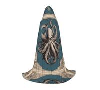 WZYCWB Cape à capuche imprimée nordique Kraken Medium - Costume de fête de vacances - Accessoire de fête de carnaval - Tailles S/M/L