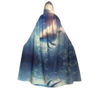 WZYCWB Cape à capuche imprimée peinture ciel baleine - Parfait pour les fêtes d'Halloween, les spectacles théâtraux et les séances photo.