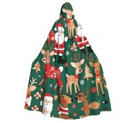 WZYCWB Cape à capuche imprimée Père Noël et cerf de Noël - Parfaite pour les fêtes d'Halloween, les spectacles théâtraux et les séances photo.