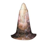 WZYCWB Cape à capuche imprimée pour jeunes avec fleurs de pivoine en rêve, parfaite pour les magiciens et les costumes de jeu de rôle (S-L)