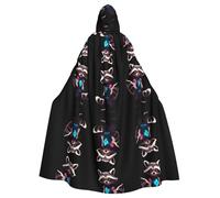 WZYCWB Cape à capuche imprimée raton laveur fluo adaptée pour bal masqué, fête d'Halloween, accessoires de cosplay