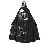 WZYCWB Cape à capuche pour adulte avec imprimé tête de mort noire - Unisexe - Pour Halloween, carnaval, bal masqué, jeu de rôle