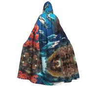 WZYCWB Cape à capuche pour adulte motif requin sous-marin corail - Parfaite pour les fêtes d'Halloween, le cosplay, les spectacles sur scène et les réunions à thème.