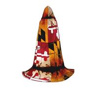WZYCWB Cape à capuche vintage en bois avec drapeau du Maryland S imprimée pour jeunes, parfaite pour les magiciens et les costumes de jeu de rôle (S-L)