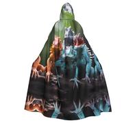 WZYCWB Cape de bal avec 4 lézards colorés pour adulte, robe de magicien étendue, costume de mascarade, robe de fête sur le thème du carnaval