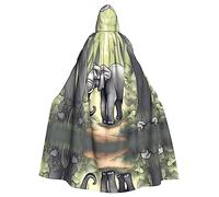WZYCWB Cape de décoration d'Halloween éléphant marchant - Grande taille - Cape à capuche unisexe - Cape de carnaval pour bal masqué, jeu de rôle