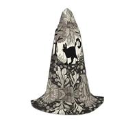 WZYCWB Cape de magicien imprimée chat noir dans une forêt étrange, costume de fête à thème, cape de cosplay pour adultes et adolescents, tailles S, M, L