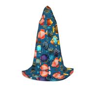 WZYCWB Cape de magicien imprimée poisson sous-marin récif L, costume de fête à thème, cape de cosplay pour adultes et adolescents, tailles S, M, L
