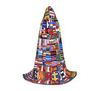 WZYCWB Cape de magicien S imprimée de divers drapeaux, costume de fête à thème, cape de cosplay pour adultes et adolescents, tailles S, M, L