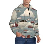 WZYCWB Car in the Cloud Sweat à capuche ample à manches longues avec cordon de serrage pour homme, Noir/blanc, M