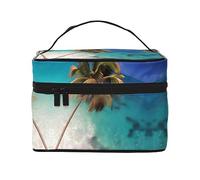 WZYCWB Caribbean Islands Grande trousse de maquillage pour femme, trousse de maquillage portable de grande capacité, sac de rangement pour filles, noir, taille unique, noir, taille unique, Noir