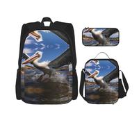 WZYCWB Cartable coquine pélican + trousse + sac à déjeuner pour tous les jours