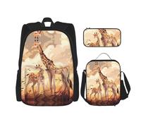 WZYCWB Cartable mère et enfant girafe + trousse + sac à déjeuner pour tous les jours