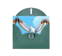 WZYCWB Carte de vacances en papier nacré vert foncé avec enveloppe - Mouettes en vol - Convient pour les vœux d'anniversaire, les félicitations et les condoléances.