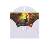 WZYCWB Carte de vœux en papier blanc nacré avec enveloppe Motif fleurs de paon Convient pour les vœux d'anniversaire, les félicitations et les condoléances.