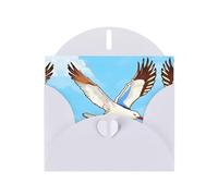 WZYCWB Carte de vœux en papier blanc nacré avec enveloppe Motif mouettes volantes Convient pour les vœux d'anniversaire de mariage félicitations et condoléances