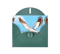 WZYCWB Carte de vœux en papier nacré avec enveloppe Motif mouettes volantes Vert foncé