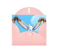 WZYCWB Carte de vœux en papier nacré rose avec enveloppe Motif mouettes en vol Convient pour les vœux d'anniversaire, les félicitations et les condoléances.