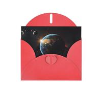 WZYCWB Carte de vœux en papier nacré rouge avec enveloppe Motif planète Idéal pour les vœux d'anniversaire de mariage félicitations et condoléances