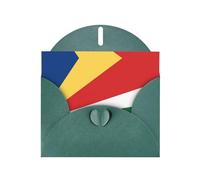 WZYCWB Carte de vœux imprimée drapeau des Seychelles en papier nacré vert foncé avec enveloppe. Convient pour les vœux d'anniversaire, de mariage, de félicitations et de condoléances.