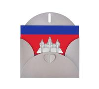 WZYCWB Carte de vœux imprimée drapeau du Cambodge en papier nacré gris avec enveloppe Convient pour les vœux d'anniversaire, les félicitations et les condoléances.