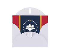 WZYCWB Cartes à motif drapeau de l'État du Mississippi blanc, cartes de vœux de vacances, adaptées pour la famille, les amis et les couples