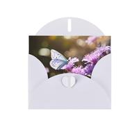 WZYCWB Cartes de Noël blanches imprimées avec fleurs violettes et papillons, invitations de mariage, cartes d'enveloppe exquises