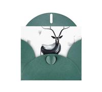 WZYCWB Cartes de Noël imprimées vert foncé avec antilope étrange, invitations de mariage, cartes d'enveloppe exquises