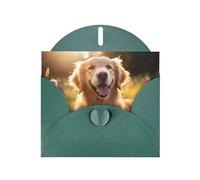 WZYCWB Cartes de Noël souriantes Golden Retriever, vert foncé, invitations de mariage, cartes d'enveloppe exquises