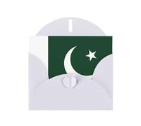 WZYCWB Cartes de vacances en papier blanc nacré imprimé drapeau du Pakistan 15,2 x 10,2 cm - avec enveloppes pour anniversaires, mariages et condoléances