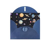 WZYCWB Cartes de vacances en papier bleu nacré Saturne Jupiter Earth 15,2 x 10,2 cm - avec enveloppes pour anniversaires, mariages et condoléances