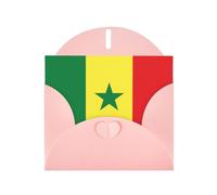 WZYCWB Cartes de vacances en papier nacré rose imprimé drapeau du Sénégal 15,2 x 10,2 cm avec enveloppes pour anniversaires, mariages et condoléances