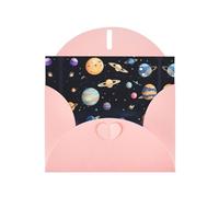 WZYCWB Cartes de vacances en papier rose nacré Saturne Jupiter Earth 15,2 x 10,2 cm avec enveloppes pour anniversaires, mariages et condoléances